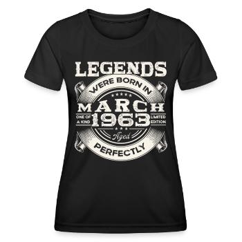 March Born 1963 60th birthday Man Legendary 63 - Women's Functional T-Shirt - black - Front - AI Model Female 172 light (172cm)