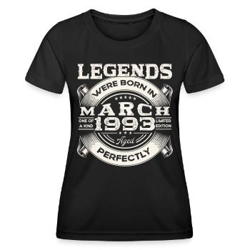 March Born 1993 30th birthday Man Legendary 93 - Women's Functional T-Shirt - black - Front - AI Model Female 172 light (172cm)