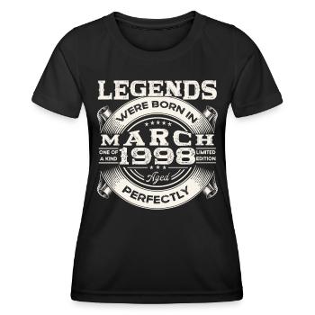 Mars Né 1998 25ème anniversaire Homme Légendaire 98 - T-shirt sport Femme - noir - Devant - AI Model Female 172 light (172cm)