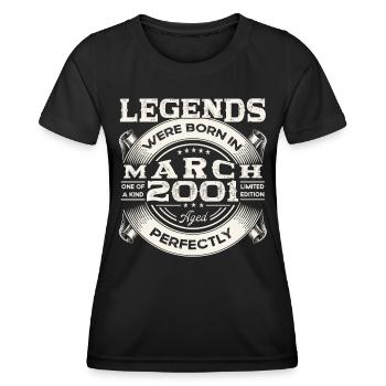 March Born 2001 22nd birthday Man Legendary 01 - Women's Functional T-Shirt - black - Front - AI Model Female 172 light (172cm)