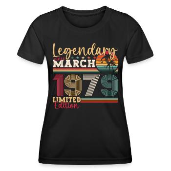 44th birthday Mann Awesome March born 1979 - Women's Functional T-Shirt - black - Front - AI Model Female 172 light (172cm)