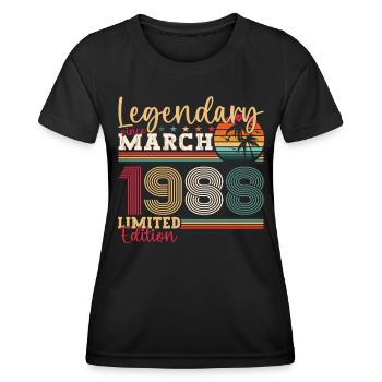 35e anniversaire Mann Awesome March né en 1988 - T-shirt sport Femme - noir - Devant - AI Model Female 172 light (172cm)