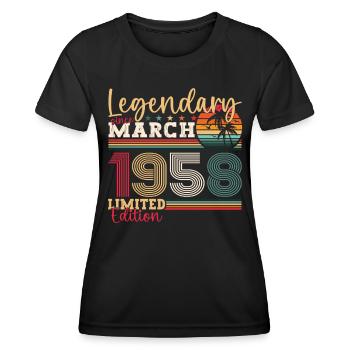 65e anniversaire Mann Awesome March né en 1958 - T-shirt sport Femme - noir - Devant - AI Model Female 172 light (172cm)