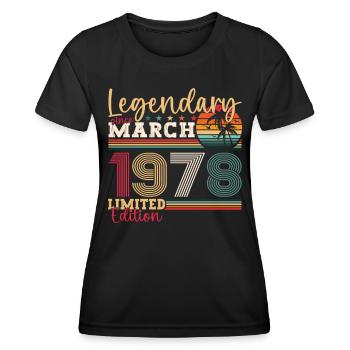 45th birthday Mann Awesome March born 1978 - Women's Functional T-Shirt - black - Front - AI Model Female 172 light (172cm)