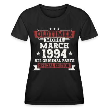 29. Geburtstag Mann März Jahrgang 1994 Oldtimer - Frauen Funktions-T-Shirt - Schwarz - Vorne - AI Model Female 172 light (172cm)