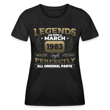 40th birthday man March born 1983 legend - Women's Functional T-Shirt - black - Front - AI Model Female 172 light (172cm)