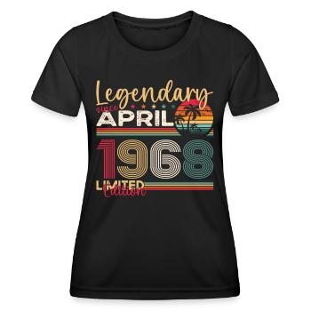55e anniversaire homme April Né en 1968 Légendaire - T-shirt sport Femme - noir - Devant - AI Model Female 172 light (172cm)