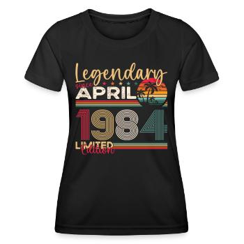 39e anniversaire homme April Né en 1984 Légendaire - T-shirt sport Femme - noir - Devant - AI Model Female 172 light (172cm)