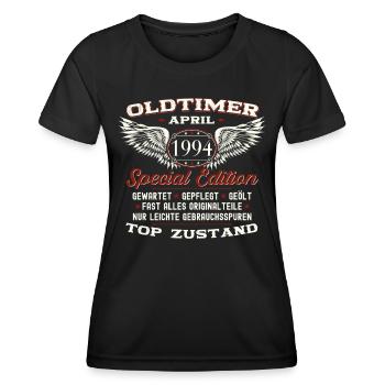 29. Geburtstag Mann April Jahrgang 1994 Oldtimer - Frauen Funktions-T-Shirt - Schwarz - Vorne - AI Model Female 172 light (172cm)