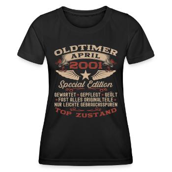 22. Geburtstag Mann Oldtimer April Jahrgang 2001 - Frauen Funktions-T-Shirt - Schwarz - Vorne - AI Model Female 172 light (172cm)