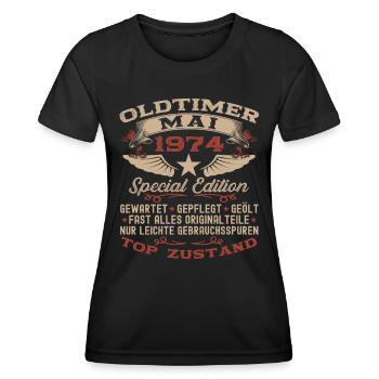 49. Geburtstag Mann Oldtimer Mai Jahrgang 1974 - Frauen Funktions-T-Shirt - Schwarz - Vorne - AI Model Female 172 light (172cm)