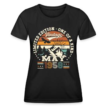65. Geburtstag Mann Mai Jahrgang 1958 Vintage - Frauen Funktions-T-Shirt - Schwarz - Vorne - AI Model Female 172 light (172cm)