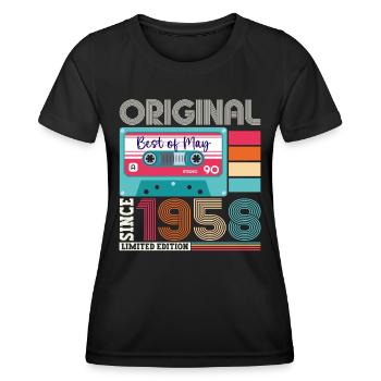 65 Anniversaire Homme Femme Cassette Mai Vintage 1958 - T-shirt sport Femme - noir - Devant - AI Model Female 172 light (172cm)