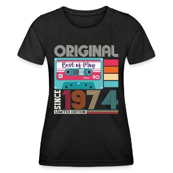 49 Anniversaire Homme Femme Cassette Mai Vintage 1974 - T-shirt sport Femme - noir - Devant - AI Model Female 172 light (172cm)