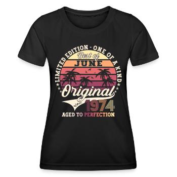 49th Birthday Man Original June Year 1974 - Women's Functional T-Shirt - black - Front - AI Model Female 172 light (172cm)