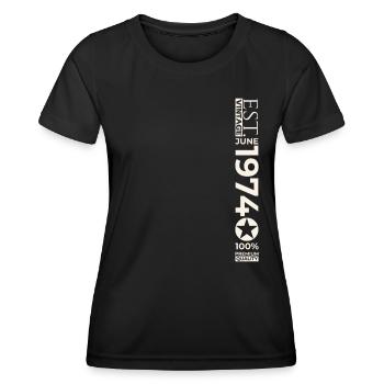 49th Birthday Man Original June Year 1974 - Women's Functional T-Shirt - black - Front - AI Model Female 172 light (172cm)