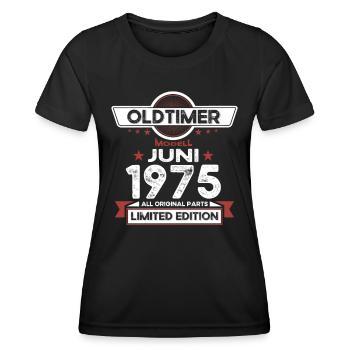 48. Geburtstag Mann Oldtimer Juni Jahrgang 1975 - Frauen Funktions-T-Shirt - Schwarz - Vorne - AI Model Female 172 light (172cm)