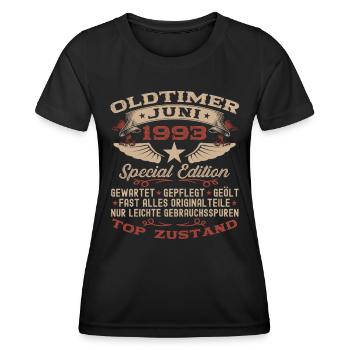 30. Geburtstag Mann Juni Jahrgang 1993 Oldtimer - Frauen Funktions-T-Shirt - Schwarz - Vorne - AI Model Female 172 light (172cm)
