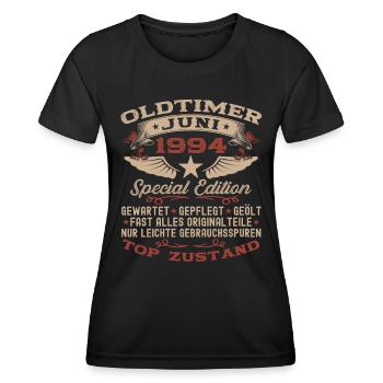 29. Geburtstag Mann Juni Jahrgang 1994 Oldtimer - Frauen Funktions-T-Shirt - Schwarz - Vorne - AI Model Female 172 light (172cm)