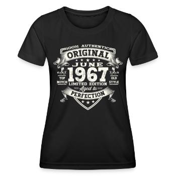 56th Birthday Man June Year 1967 Original - Women's Functional T-Shirt - black - Front - AI Model Female 172 light (172cm)