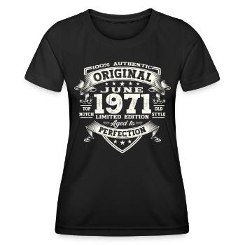 52. Geburtstag Mann Juni Jahrgang 1971 Original - Frauen Funktions-T-Shirt - Schwarz - Vorne - AI Model Female 172 light (172cm)