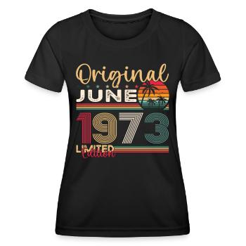 50th Birthday Man June Year 1973 Original - Women's Functional T-Shirt - black - Front - AI Model Female 172 light (172cm)