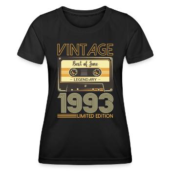 30 Birthday Man Cassette June Year 1993 - Women's Functional T-Shirt - black - Front - AI Model Female 172 light (172cm)