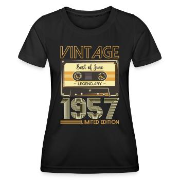 66 Birthday Man Cassette June Year 1957 - Women's Functional T-Shirt - black - Front - AI Model Female 172 light (172cm)