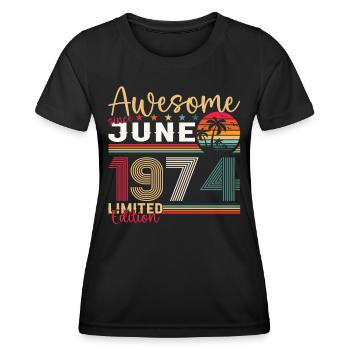 49th Birthday Man June Vintage 1974 Awesome - Women's Functional T-Shirt - black - Front - AI Model Female 172 light (172cm)
