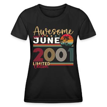 22nd Birthday Man June Vintage 2001 Awesome - Women's Functional T-Shirt - black - Front - AI Model Female 172 light (172cm)