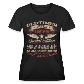 48. Geburtstag Mann Oldtimer Juli Jahrgang 1975 - Frauen Funktions-T-Shirt - Schwarz - Vorne - AI Model Female 172 light (172cm)