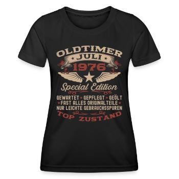 47. Geburtstag Mann Oldtimer Juli Jahrgang 1976 - Frauen Funktions-T-Shirt - Schwarz - Vorne - AI Model Female 172 light (172cm)