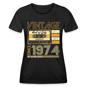 49th Birthday Man Original July Vintage 1974 - Women's Functional T-Shirt - black - Front - AI Model Female 172 light (172cm)