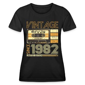 41ème Anniversaire Homme Original Juillet Millésime 1982 - T-shirt sport Femme - noir - Devant - AI Model Female 172 light (172cm)