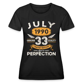 33rd Birthday Man Legendary July Vintage 1990 - Women's Functional T-Shirt - black - Front - AI Model Female 172 light (172cm)