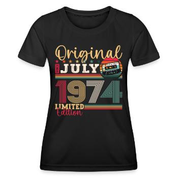 49th Birthday Man July Vintage 1974 Cassette - Women's Functional T-Shirt - black - Front - AI Model Female 172 light (172cm)