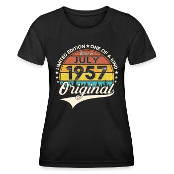 66th Birthday Man Born In July Born 1957 - Women's Functional T-Shirt - black - Front - AI Model Female 172 light (172cm)