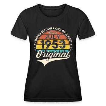 70th Birthday Man Born In July Born 1953 - Women's Functional T-Shirt - black - Front - AI Model Female 172 light (172cm)