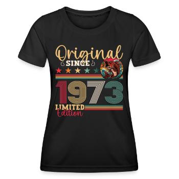 50. Geburtstag Mann Angler Angeln Jahrgang 1973 - Frauen Funktions-T-Shirt - Schwarz - Vorne - AI Model Female 172 light (172cm)