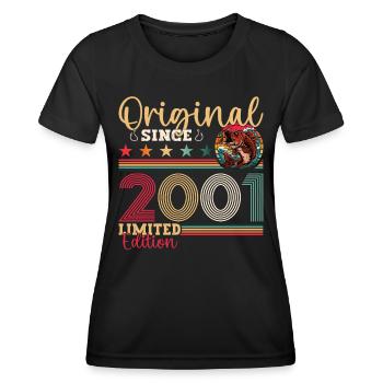22nd Birthday Man Angler Fishing Vintage 2001 - Women's Functional T-Shirt - black - Front - AI Model Female 172 light (172cm)
