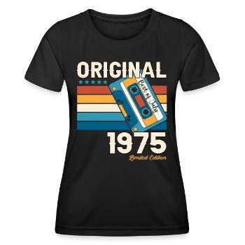 48th Birthday Man July Vintage 1975 Cassette - Women's Functional T-Shirt - black - Front - AI Model Female 172 light (172cm)