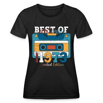 50. Geburtstag Mann August Jahrgang 1973 Kassette - Frauen Funktions-T-Shirt - Schwarz - Vorne - AI Model Female 172 light (172cm)