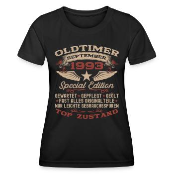 30. Geburtstag Oldtimer September Jahrgang 1993 - Frauen Funktions-T-Shirt - Schwarz - Vorne - AI Model Female 172 light (172cm)