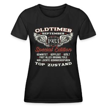 40th birthday classic car September vintage 1983 - Women's Functional T-Shirt - black - Front - AI Model Female 172 light (172cm)