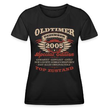 18. Geburtstag Oldtimer Dezember Jahrgang 2005 - Frauen Funktions-T-Shirt - Schwarz - Vorne - AI Model Female 172 light (172cm)