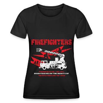 Pompiers Feuwerwehrmann Éteindre l’incendie - T-shirt sport Femme - noir - Devant - AI Model Female 172 light (172cm)