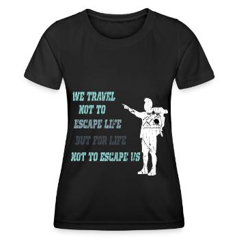Wandern Wanderung Berg Spazieren Wanderschuhe - Frauen Funktions-T-Shirt - Schwarz - Vorne - AI Model Female 172 light (172cm)