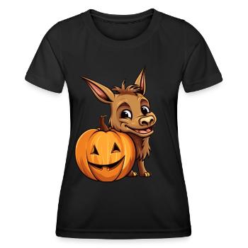 Mule Pumpkin Lazy Halloween Party Costume Kids - Women's Functional T-Shirt - black - Front - AI Model Female 172 light (172cm)