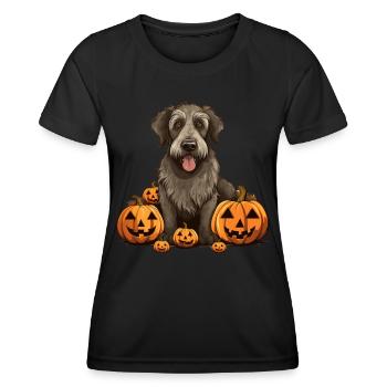 Irish Wolfhound Dog Pumpkin Lazy Halloween Party - Women's Functional T-Shirt - black - Front - AI Model Female 172 light (172cm)