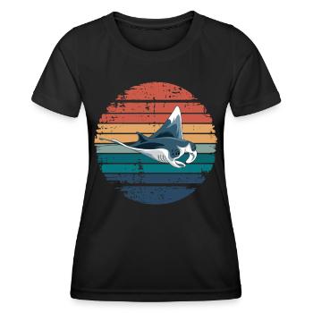 Raie Manta Rétro Vintage Océan Animal Amoureux de la mer - T-shirt sport Femme - noir - Devant - AI Model Female 172 light (172cm)